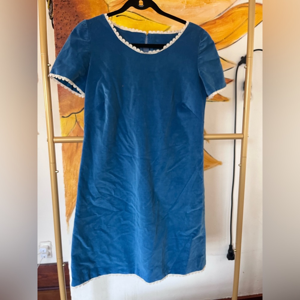 Blue bag  Dress with White Trim vintage